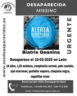 Alerta desactivada por localización de la menor desaparecida en León