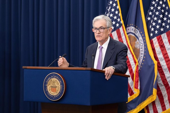 Archivo - WASHINGTON, Nov. 7, 2024  -- U.S. Federal Reserve Chair Jerome Powell attends a press conference in Washington, D.C., the United States, on Nov. 7, 2024. The U.S. Federal Reserve on Thursday slashed interest rates by 25 basis points amid cooling