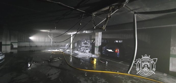 Incendio en el interior de un garaje en Burgos