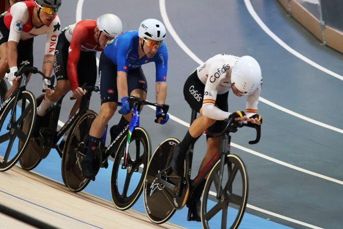 Mario Anguela, durante el Campeonato de Europa de ciclismo en pista 2025.