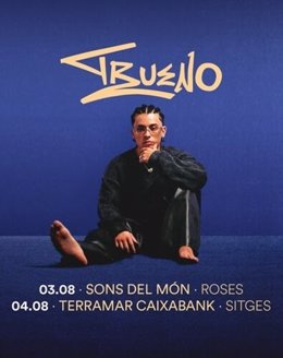 Cartell dels concerts de Trueno en el Festival Sons del Món de Roses i en el Terramar CaixaBank de Sitges