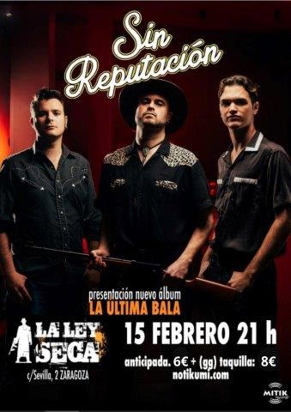 Cartel del concierto de Sin Reputación en Zaragoza.