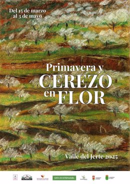 Cartel anunciador del Cerezo en Flor 2025 del Valle del Jerte