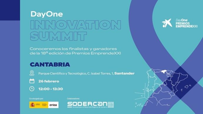 Cartel del acto de entrega del galardón en Cantabria de los Premios EmprendeXXI