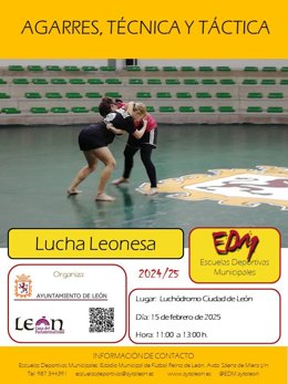 Cartel sobre una de las actividades programadas para este fin de semana en las Escuelas Deportivas Municipales de León.