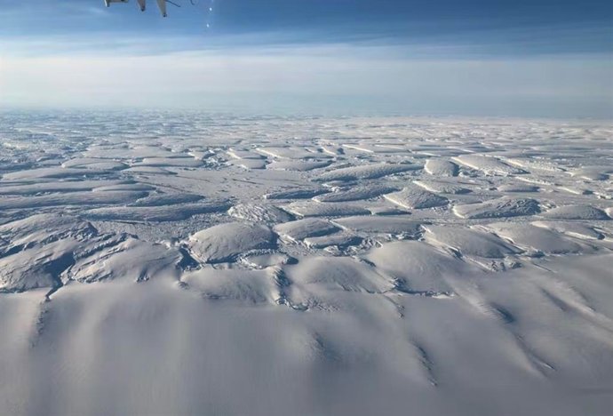 Vista aérea da plataforma de gelo Thwaites