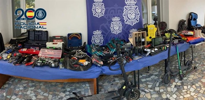 Objetos intervenidos procedentes de robos en Málaga