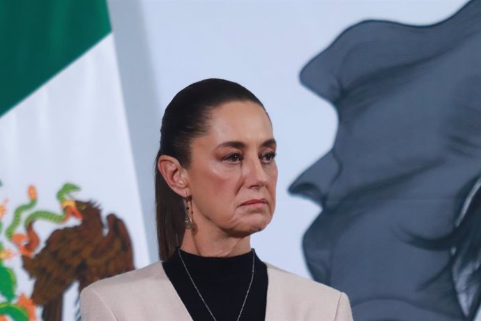 12 February 2025, Mexico, Mexico City: Mexican President Claudia Sheinbaum speaks during a press conference at the National Palace about the work plan for Mexican Petroleum (PEMEX) from 2025 to 2030. Photo: Carlos Santiago/eyepix via ZUMA Press Wire/dpa