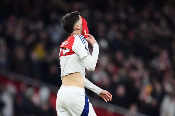 02 February 2025, United Kingdom, London: Arsenal's Kai Havertz reacts after a missed opportunity during the English Premier League soccer match between Arsenal and Manchester City at the Emirates Stadium. Photo: Adam Davy/PA Wire/dpa