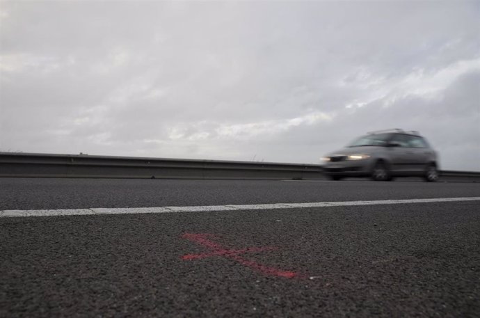 Lugar del accidente entre un coche y el equipo alemán de ciclismo en pista en Mallorca