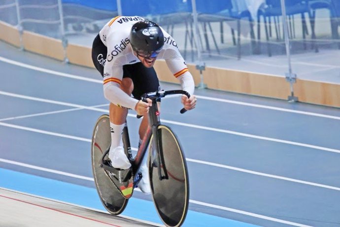 Ekain Jiménez, durante el Campeonato de Europa de ciclismo en pista 2025.