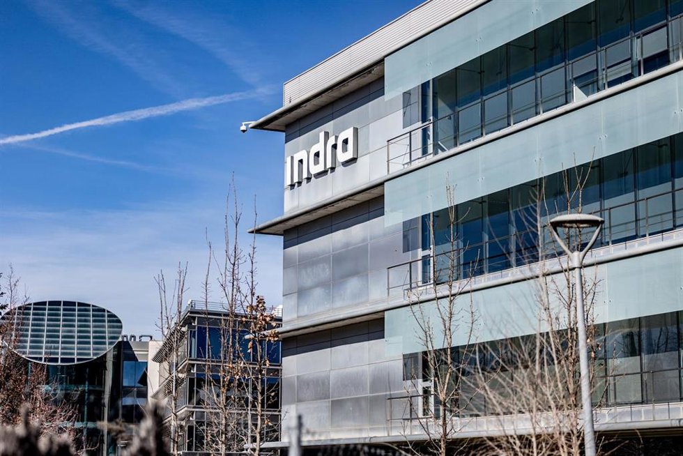 Fachada de la sede de Indra, a 5 de febrero de 2025, en Madrid (España).