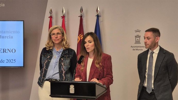 La portavoz del Equipo de Gobierno del Ayuntamiento de Murcia y vicealcaldesa Rebeca Pérez ofrece declaraciones en la rueda de prensa posterior a la Junta de Gobierno