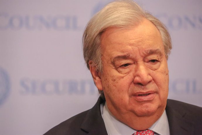 El secretario general de Naciones Unidas, António Guterres, durante una comparecencia ante la prensa en Nueva York (archivo)