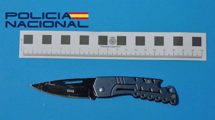 Imagen del arma blanca empleada en la agresión en Cáceres