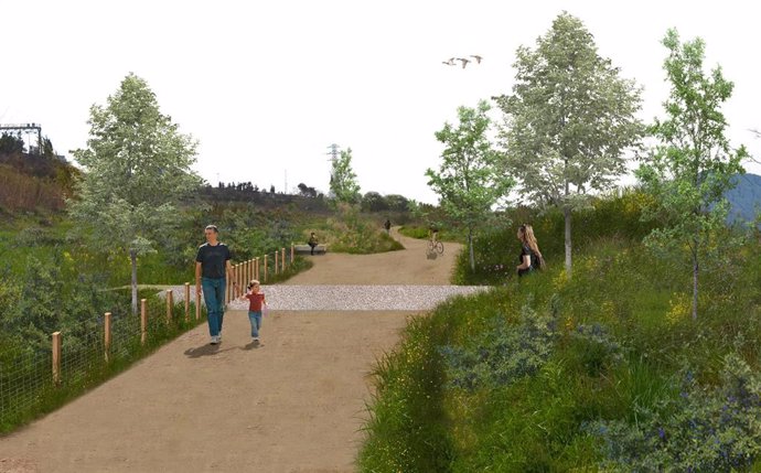 Archivo - Previsión del Camí Capdevila en el Papiol (Barcelona) tras las obras de transformación del espacio fluvial del río Llobregat