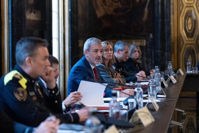 El alcalde de Barcelonam, Jaume Collboni, en la Junta Local de Seguridad