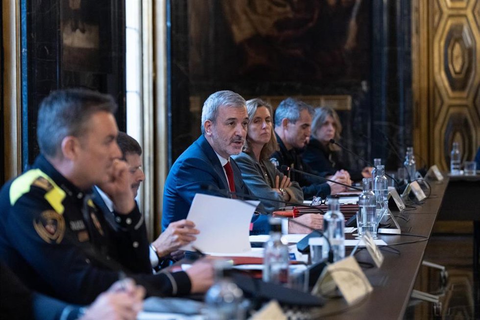 El alcalde de Barcelonam, Jaume Collboni, en la Junta Local de Seguridad
