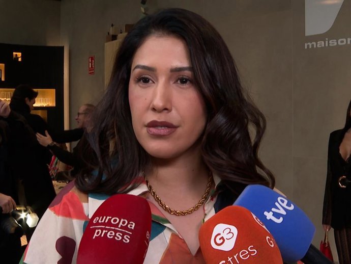 Gabriela Guillén en el desfile de Maison Mesa este viernes en Madrid