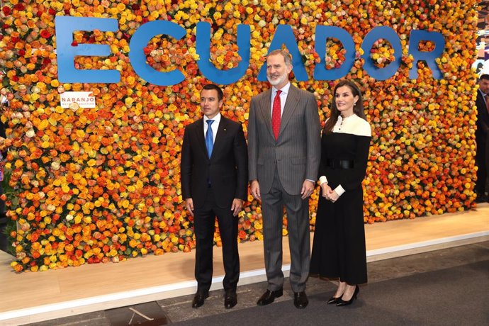 Los reyes de España junto al Presidente de la República de Ecuador Daniel Noboa.