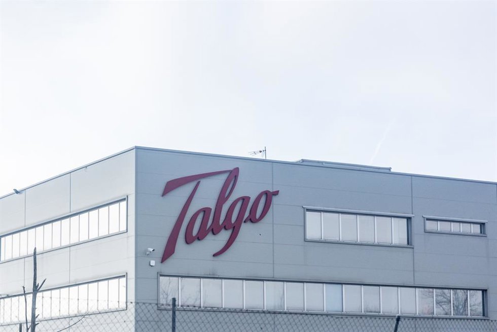 Fachada de la sede de Talgo, a 9 de febrero de 2025, en Madrid (España).