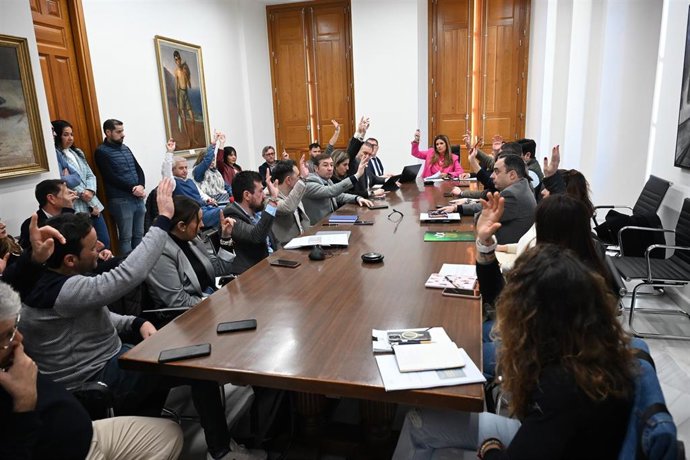 Votación en el pleno del Ayuntamiento de Linares.