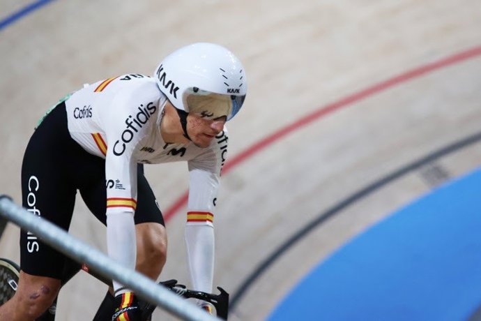 Álvaro Navas, durante el Campeonato de Europa de ciclismo en pista de 2025.