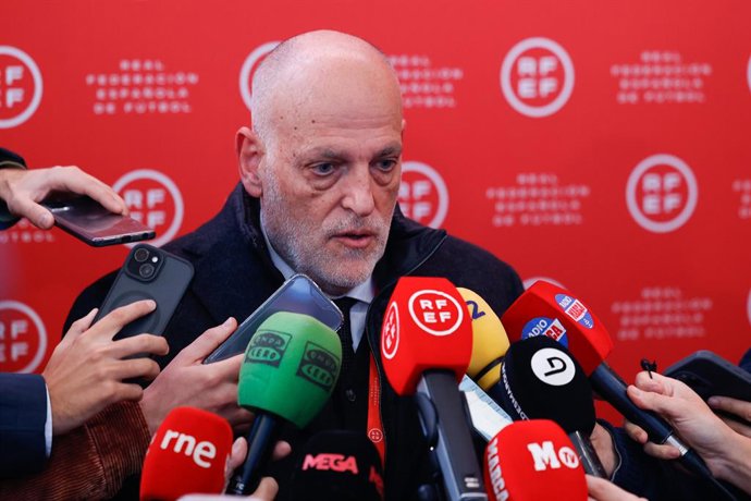 Archivo - Arquivo - O presidente da LaLiga, Javier Tebas, fala à mídia após as eleições da RFEF.