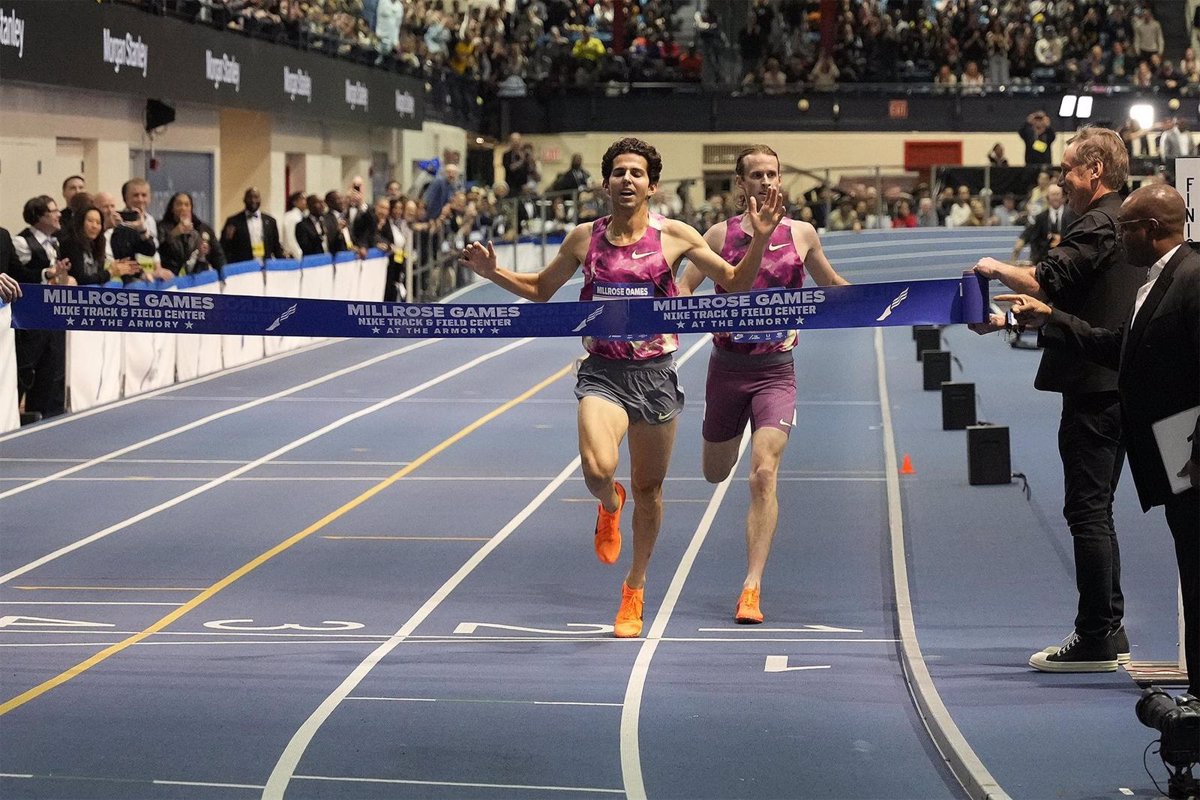 Grant Fisher breaks the 5,000 -meter world record on Bekele covered track