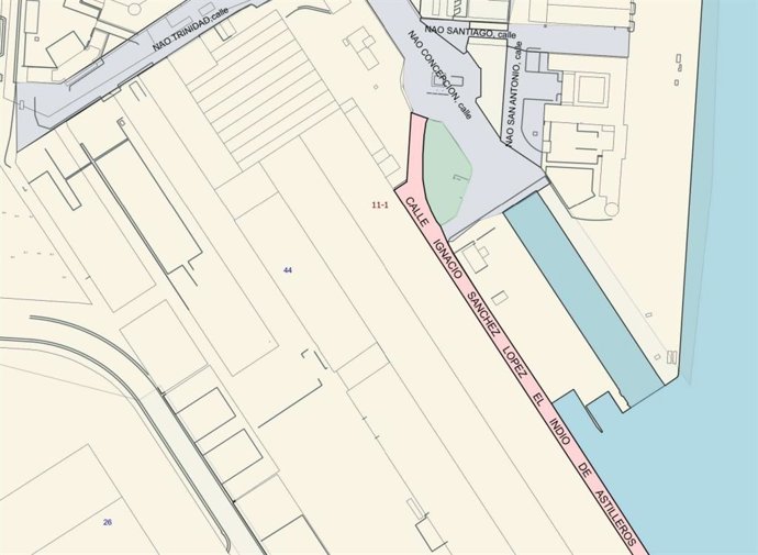 Plano del Polígono de Astilleros con la ubicación prevista para la calle dedicada al histórico sindicalista.