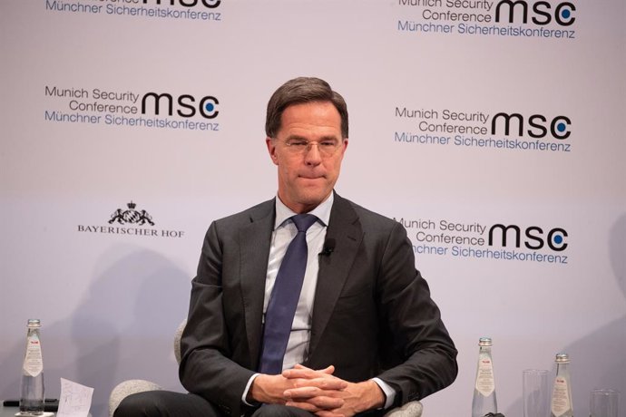 Archivo - Arquivo - 15 de fevereiro de 2020, Munique, Baviera, Alemanha: O primeiro-ministro da Holanda, Mark Rutte, no segundo dia, em 15. Fevereiro da Conferência de Segurança de Munique, realizada no Hotel Bayerischer Hof, em Munique, de 14 a 16 de fev