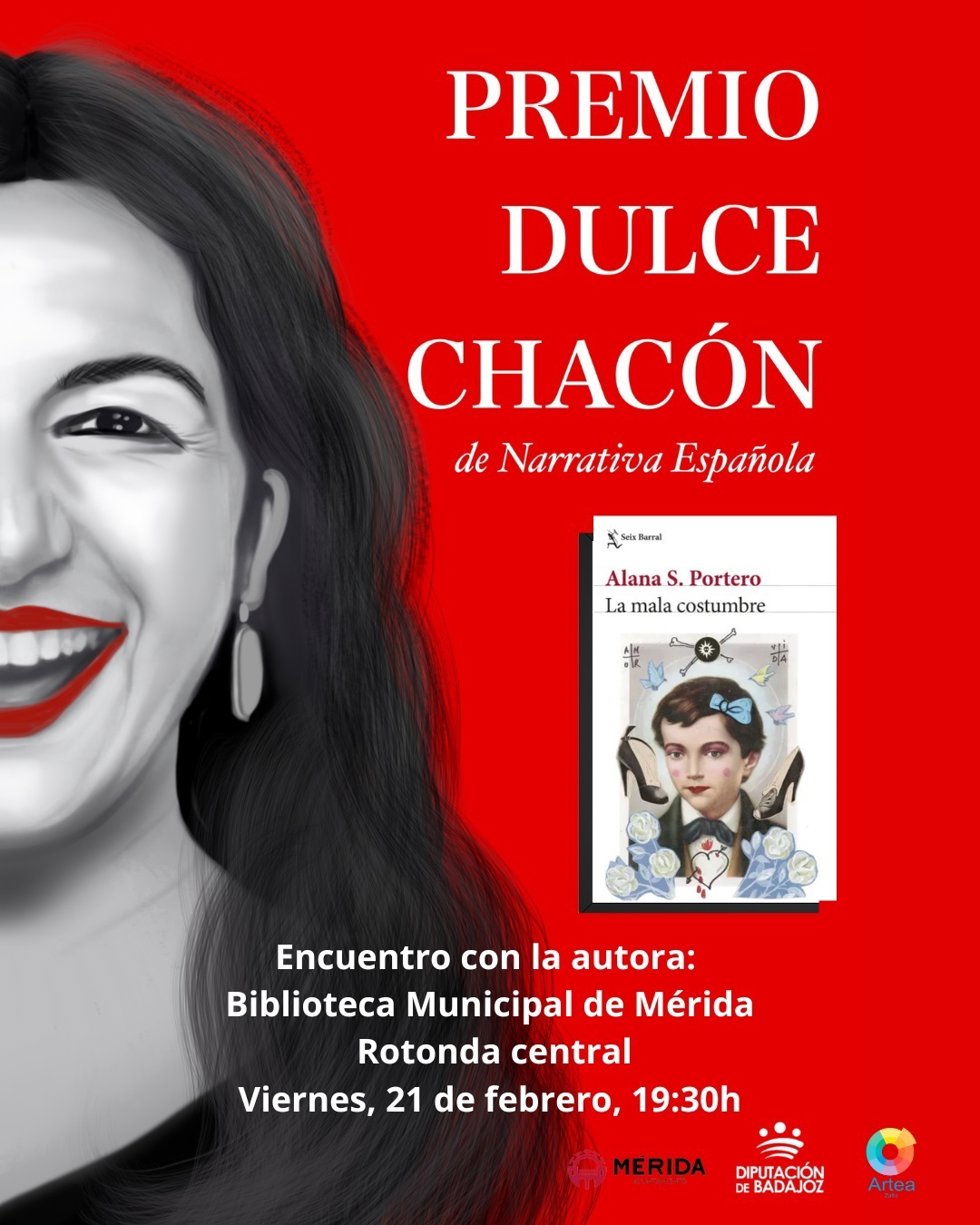 Cartel del encuentro de la escritora Alana S. Portero en Mérida.