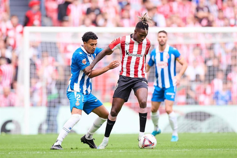 Archivo - Omar El Hilali y Nico Williams en el Athletic Club-RCD Espanyol de la primera vuelta