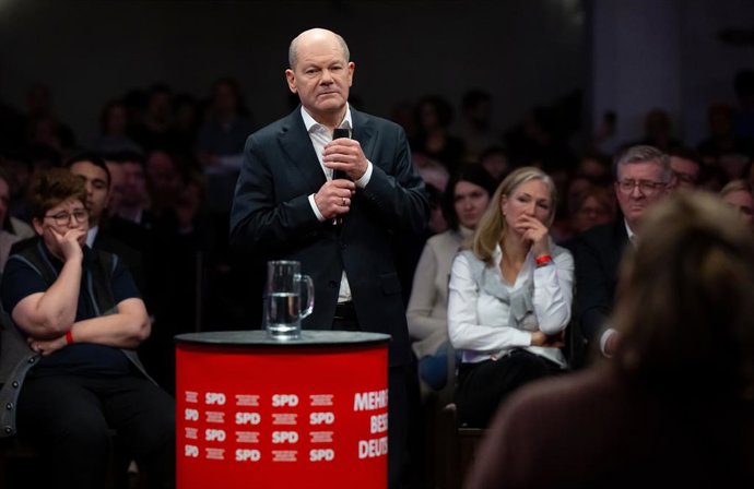 Olaf Scholz em um comício da campanha eleitoral do SPD em Munique