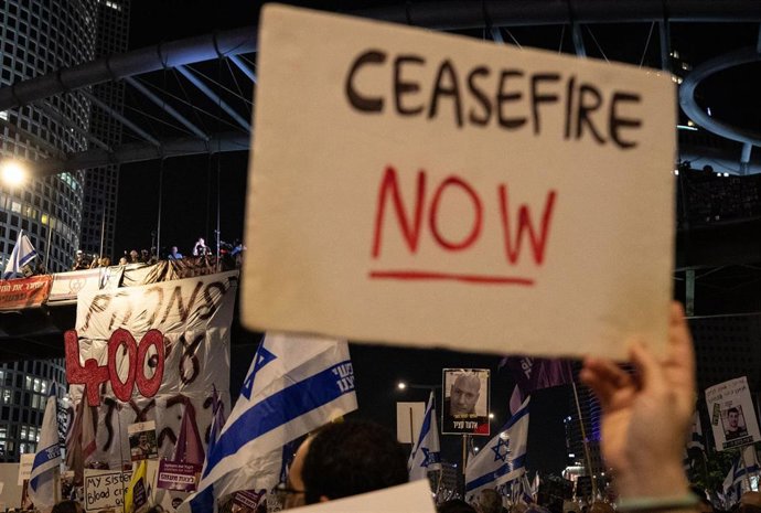 Archivo - Protestas contra la guerra de Gaza en Tel Aviv. Israel.  