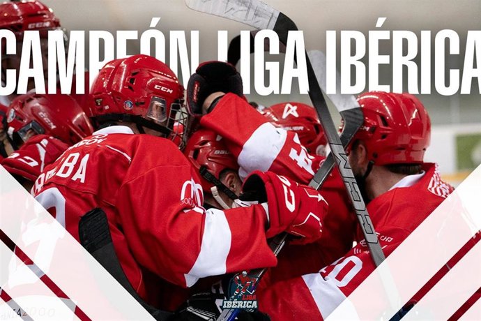 El CH Jaca, primer campeón de la Liga Ibérica de Hockey Hielo.