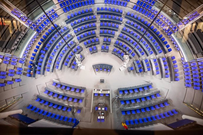 31 January 2025, Berlin: A view of the plenary hall in the German Bundestag ahead of the vote on the Union's draft law on the "Influx Limitation Act". Photo: Michael Kappeler/dpa