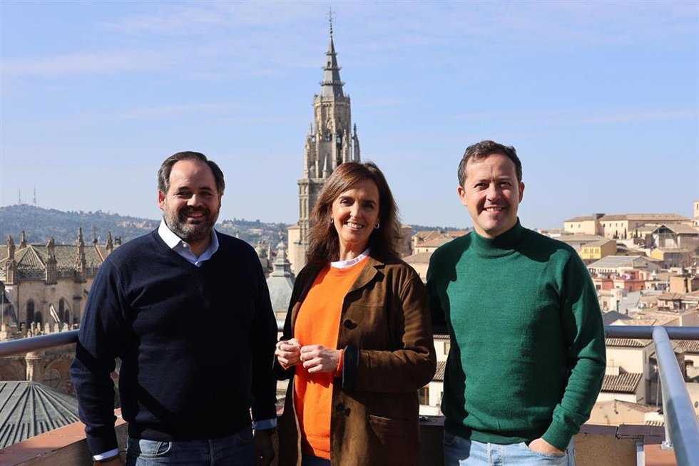 El Presidente Del PP De Castilla-La Mancha, Paco Núñez;  La Vicesecretaria Nacional Del PP, Carmen Fúnez Y El Alcalde De Toledo Y Presidente Provincial Del PP, Carlos Velázquez.