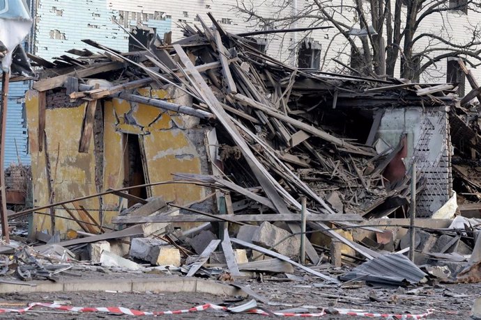Daños causados por bombardeos en Donetsk, Ucrania