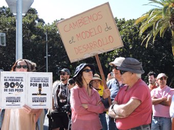 Manifestantes acuden a la convocatoria de 'Canaria