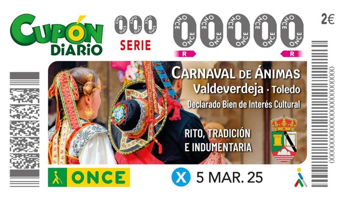 Cupón del Carnaval de Ánimas de Valdeverdeja.