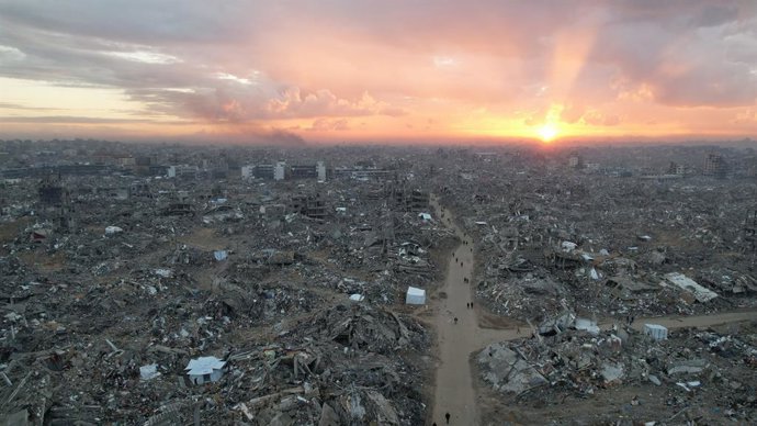 Imagem aérea do norte da Faixa de Gaza