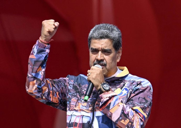 Archivo - Arquivo - 28 de julho de 2024: Maturin, Venezuela: NICOLAS MADURO, presidente da Venezuela, apresentou as eleies de 28 de julho como uma escolha entre "paz ou guerra" em seu discurso em um comício em Maturin.