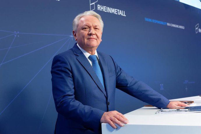 Archivo - 14 March 2024, North Rhine-Westphalia, Duesseldorf: Armin Papperger, CEO of Rheinmetall AG, takes the podium at Rheinmetall AG's annual press conference held online. Germany's largest defense contractor Rheinmetall intends to significantly accel
