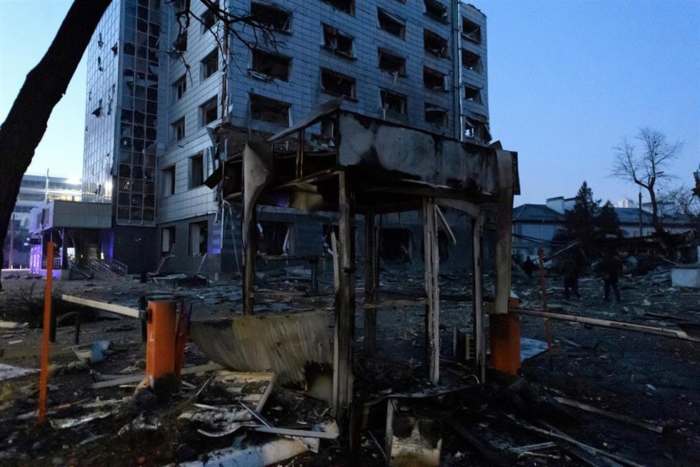 Daños provocados por un ataque ruso sobre Kiev, capital de Ucrania