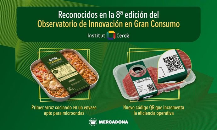 Imagen de las innovaciones de Mercadona reconocidas por el Observatorio de Innovación en Gran Consumo del Institut Cerdà
