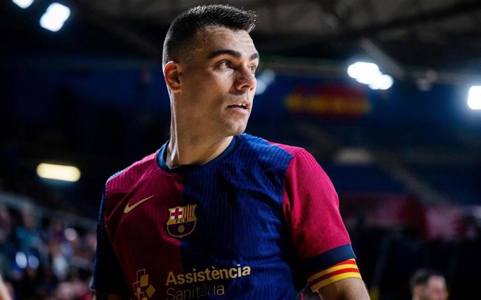 El jugador y capitán del Barça de fútbol sala Sergio Lozano en un partido de la LNFS