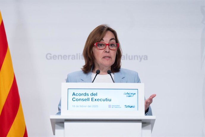 La portavoz del Govern de la Generalitat, Silvia Paneque, ofrece una rueda de prensa, a 18 de febrero de 2025, en Barcelona (España). La consellera de Territorio, Vivienda y Transición Ecológica de la Generalitat, Sílvia Paneque, ha augurado que "en unos 