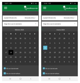 Captura de pantalla con una cita en la aplicación Salud Responde.