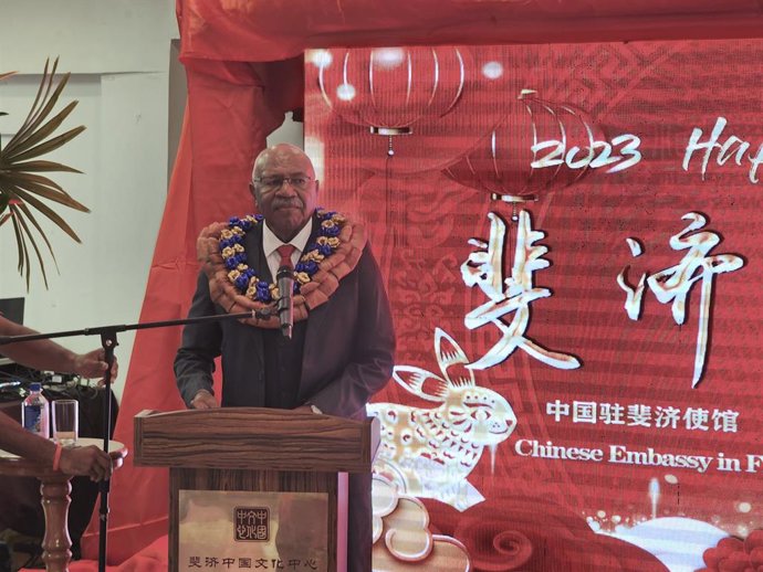 Archivo - Arquivo - O primeiro-ministro de Fiji, Sitiveni Rabuka, em um evento oficial em janeiro de 2023 (arquivo)